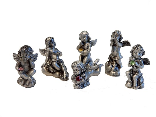 Miniaturowe Cynowe Figurki Amorków Z Kamieniami Inna marka