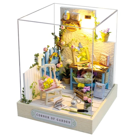 Miniaturowy domek DIY, do sklejania, składania LED Tajemniczy ogród HABARRI