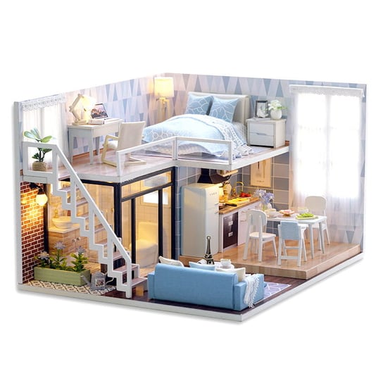 Miniaturowy domek DIY - Niebieski loft / HABARRI HABARRI