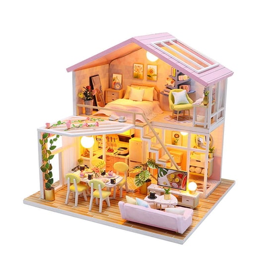 Miniaturowy domek DIY - Śniadanie pod pergolą LED / HABARRI HABARRI