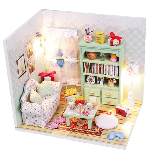 Miniaturowy domek DIY - Uroczy salon LED / HABARRI HABARRI