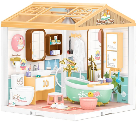 MINIATUROWY DOMEK DLA LALEK 3D ŁAZIENKA ŚWIATEŁKA DIY DO ZŁOŻENIA 105 ...