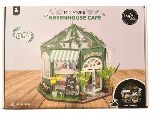Miniaturowy Domek Greenhouse Cafe Diy Z Oświetleniem Led 3D KARSTEN