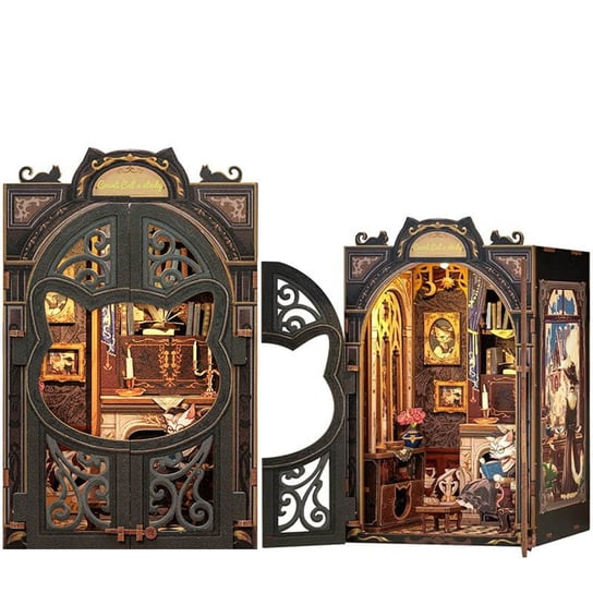 Miniaturowy domek mini Book Nook - Salonik Hrabiego Kota* - CuteBee HABARRI