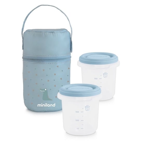 Miniland, Pojemniki hermetyczne z torbą izotermiczną, Niebieski, 2x250 ml Miniland