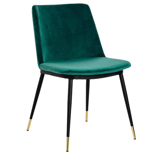 Minimalistyczne, butelkowo zielone krzesło na złoto-czarnych nogach Pallero