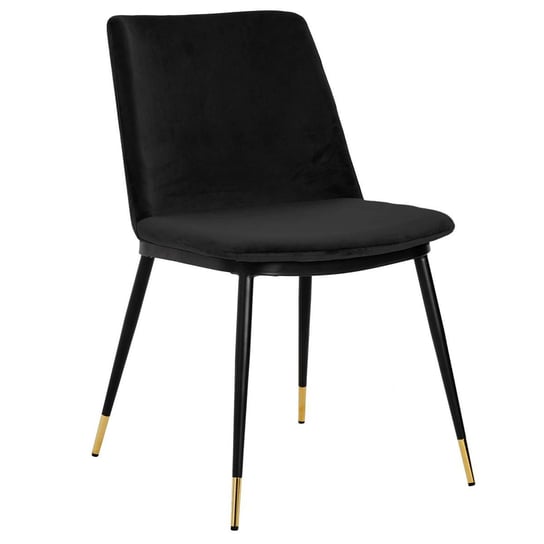 Minimalistyczne, czarne krzesło na złoto-czarnych nogach Pallero