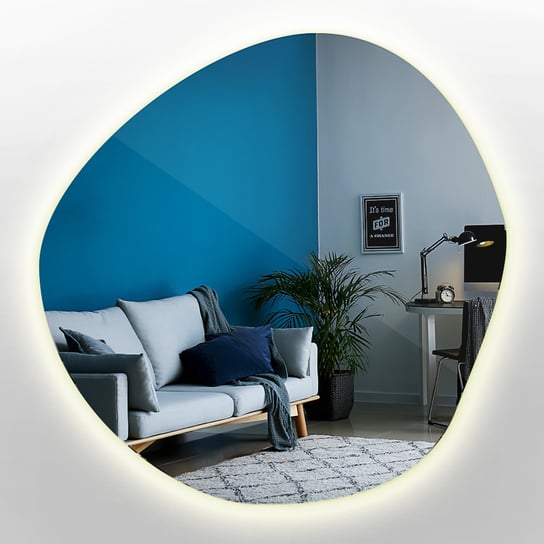 Minimalistyczne Lustro o Nieregularnym Kształcie + LED do Łazienki 70 cm  - Barwa Ciepła Tulup