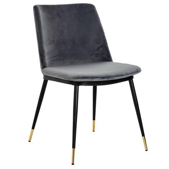 Minimalistyczne, szare krzesło na złoto-czarnych nogach Pallero