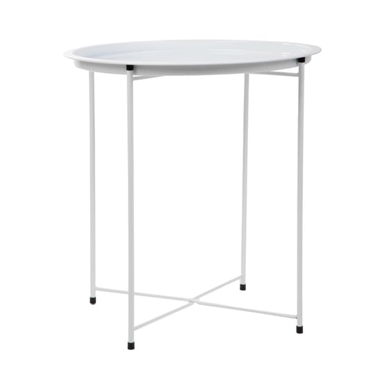 Minimalistyczny stolik metalowy STALDIS biały 47x47x47 cm HOMLA Homla