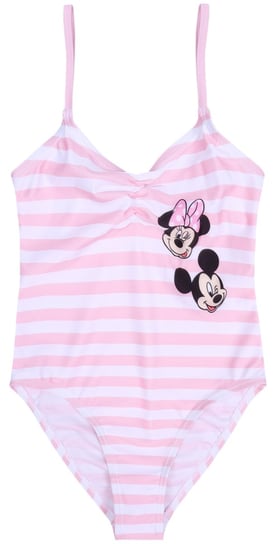 Minnie i Mickey Jednoczęściowy strój kąpielowy, biało-różowe paski Disney