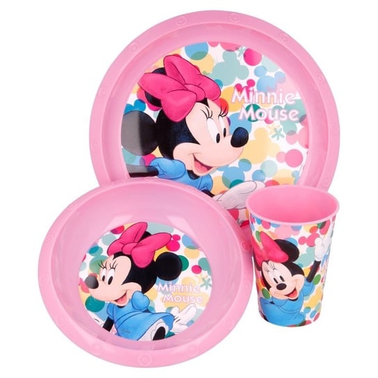 Minnie Mouse - Zestaw naczyń (talerzyk, miska, kubek 260 ml) (różowy) Forcetop