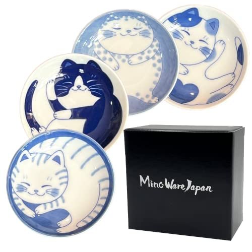 Mino Ware Japan Nekochigura - Zestaw Spodków Ceramicznych Z Japonii Inna marka