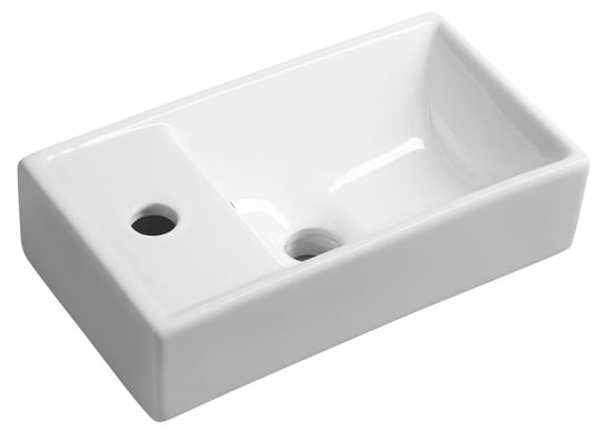 MINOS umywalka ceramiczna 40x22cm, bateria z lewej strony, biała Inna marka