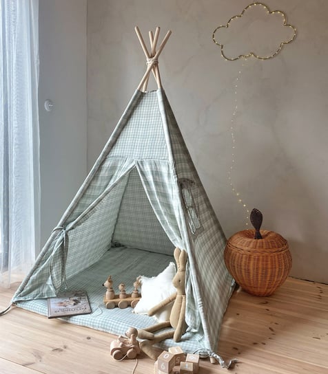 Mint – tipi, namiot dla dzieci z matą podłogową z dwustronnego muślinu Muzpony
