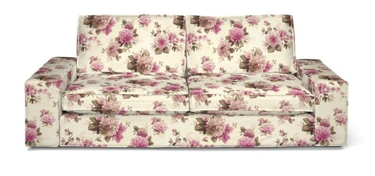 Mirella, Pokrowiec na sofę Kivik 3 - osobową, rozkładaną, różowo - beżowe róże na kremowym tle Dekoria