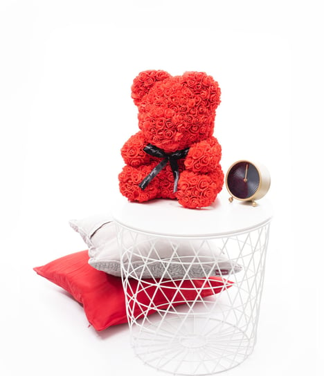 Miś Gustaw, miś z róż Rose Bear, czerwony, 40 cm Miś Gustaw