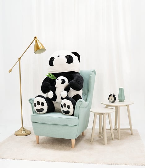 Miś Gustaw, Panda z dzieckiem, czarno-biały, 100 cm Miś Gustaw