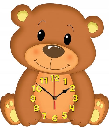 Miś zegar ścienny dla dzieci bezgłośny brązowy 606/ Epokoik Inna marka