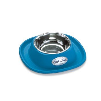 Miska dla kotów oraz małych i średnich psów, ze specjalnej stali nierdzewnej INOX, w miękkiej podstawie, pojedyncza, wymiary 28x28x5,5 cm, pojemność 0 Inny producent