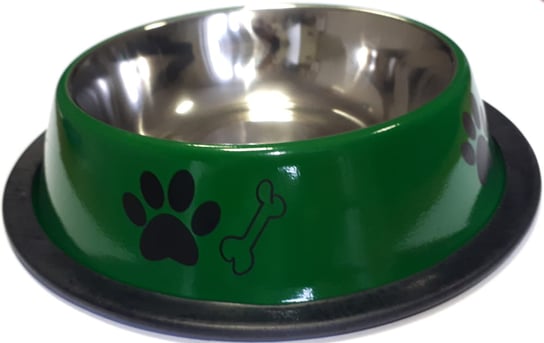 Miska metalowa dla psa na gumie 0,45 l zielona Hailea