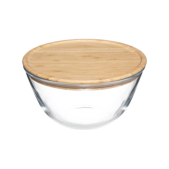 Miska szklana na sałatkę, 1 L, z bambusową pokrywką 5five Simple Smart