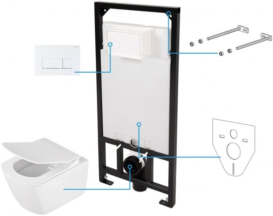 Miska WC wisząca + stelaż podtynkowy + deska + przycisk slim biały Deante ANEMON CDZA6ZPW Deante