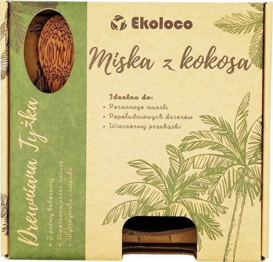 Miska Z Łupiny Kokosa + Łyżka Z Drewna Kokosowego - Ekoloco EKOLOCO