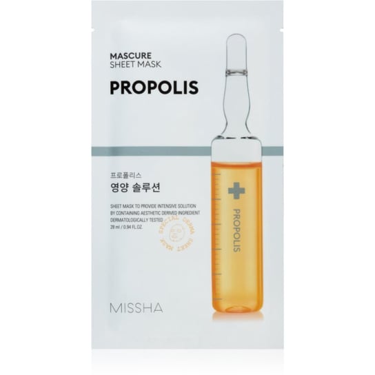 Missha Mascure Propolis maska odżywcza w płacie do cery wrażliwej i skłonnej do podrażnień 28 ml Missha