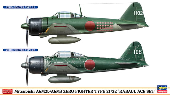 Mitsubishi A6M2B/A6M3 Zero 21/22 (Rabaul Ace Set) 1:72 Hasegawa 02437 HASEGAWA