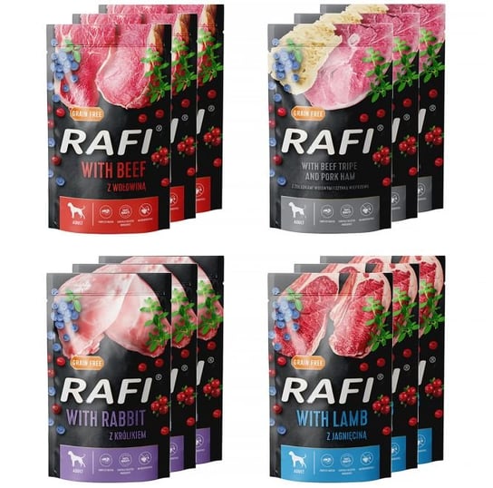 Mix mokrej karmy dla psa RAFI w saszetkach 500 g 12 x 500 g Rafi