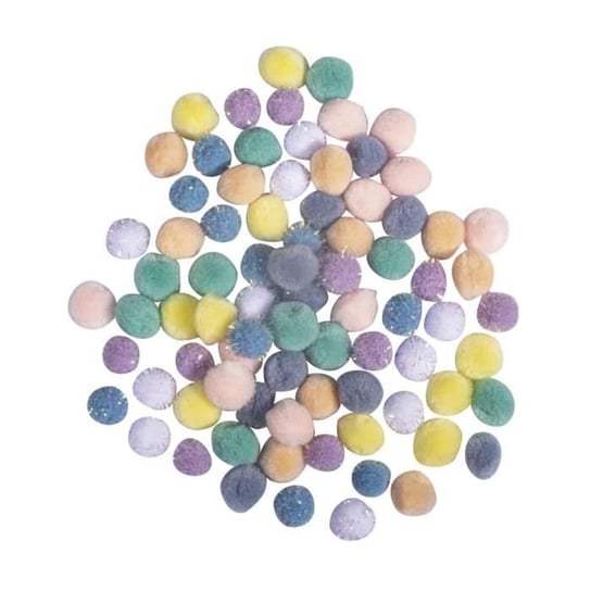 Mix pomponów ø 15mm, pastelowe, różne kolory, woreczek z zakładkami 80szt Inna marka