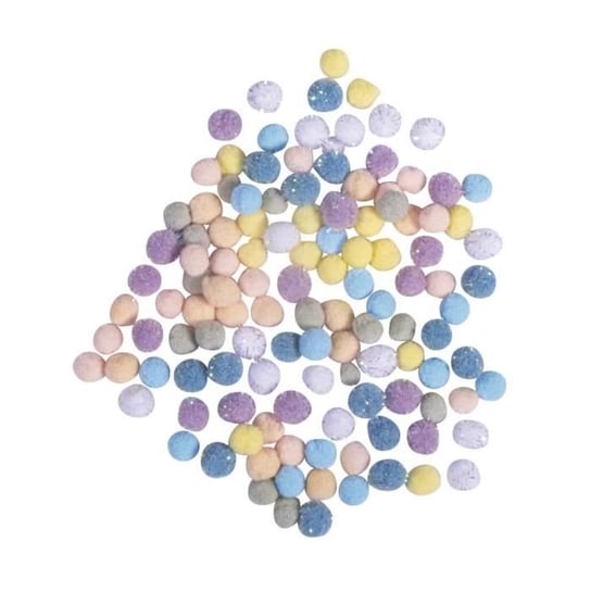 Mix pomponów ø 7mm, pastelowe, różne kolory, woreczek z zakładkami 120szt Inna marka