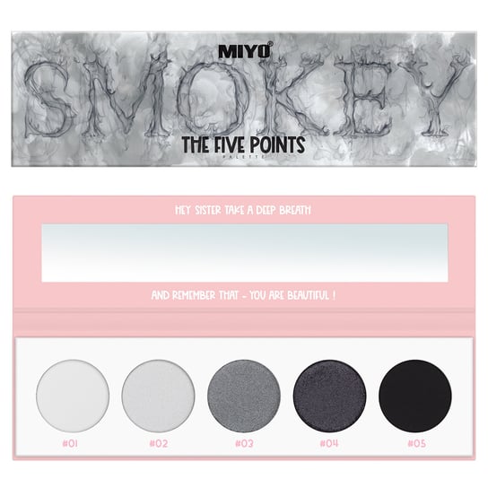 Miyo, Five Points Palette, paleta cieni do powiek 02 Smokey, 6,5 g Miyo