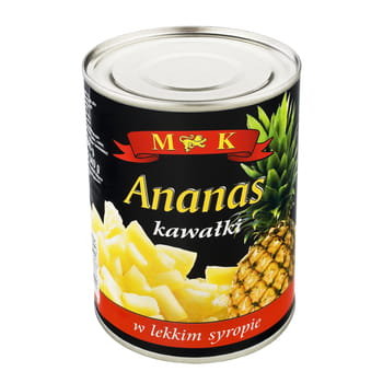 MK Ananas kawałki 565 g. Produkt pasteryzowany MK Trade