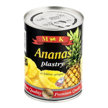 Mk ananas plastry w lekkim syropie 565g z otwieraczem MK Trade