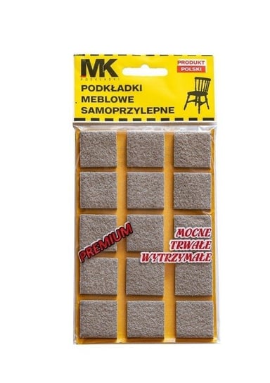 MK Podkładki Filcowe Samoprzylepne 15szt. 25x25mm (Kwadrat) MK