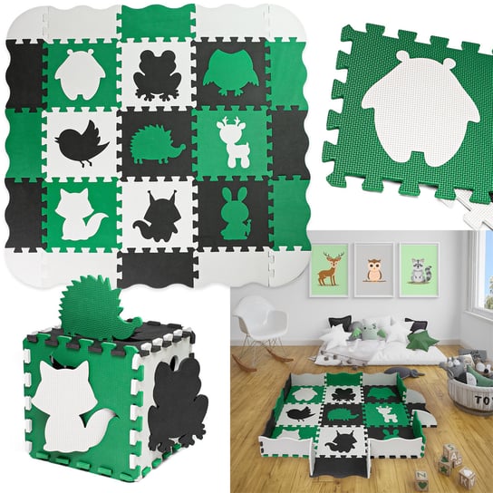 MKL01 mata puzzle kojec zielono-czarno-szara (25 elementów) BE-ACTIVE.PL