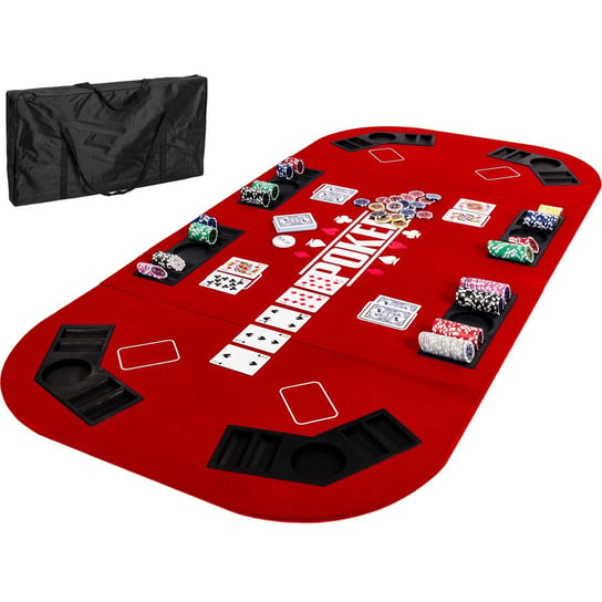 Mks, stół do pokera, 160x80 cm, czerwony MKS
