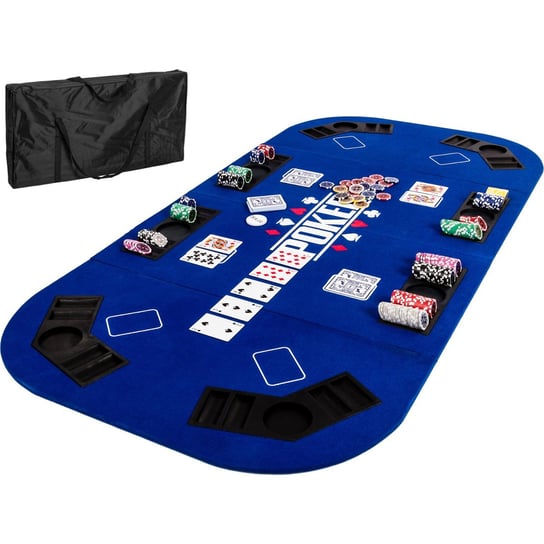 Mks, stół do pokera, 160x80 cm, niebieski MKS