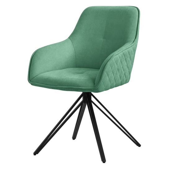 ML-Design krzesło obrotowe do jadalni w tkaninie, zielone, krzesło do salonu z podłokietnikiem i oparciem, krzesło obrotowe 360°, krzesło tapicerowane z metalowymi nogami, ergonomiczny fotel, krzesło kuchenne, krzesło do salonu ML-DESIGN