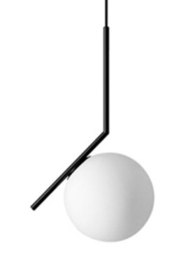 Mleczna kula Black 20cm - czarna nowoczesna lampa wisząca Iluminar