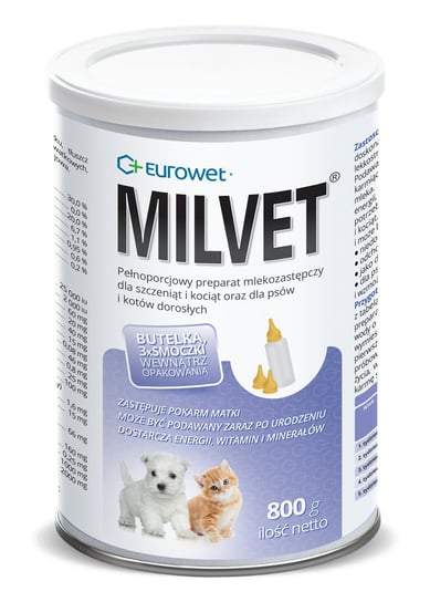 Mleko zastępcze dla szczeniąt i kociąt EUROWET Milvet, 800 g EUROWET
