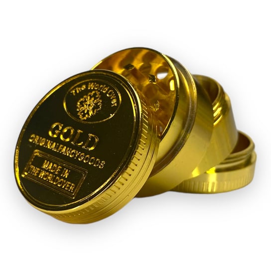Młynek metalowy 4 - częściowy złoty Gold Cannabis Spot