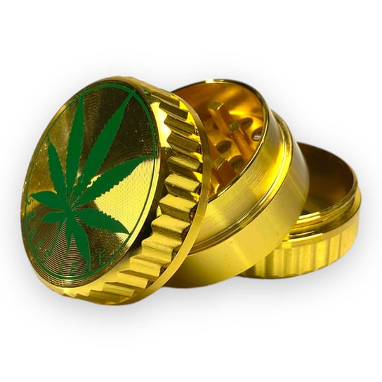 Młynek złoty zielony listek - 3 częściowy Cannabis Spot