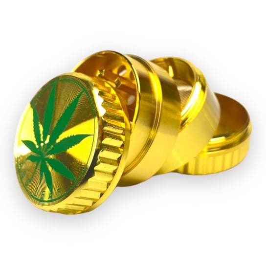 Młynek złoty zielony listek - 4 częściowy Cannabis Spot