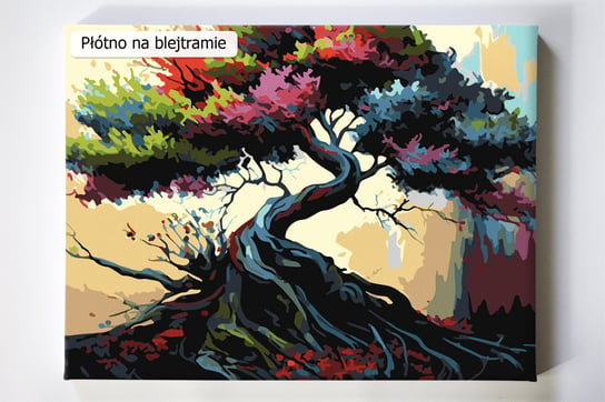 Mocarny Bonsai, drzewko, Japonia, malowanie po numerach Akrylowo