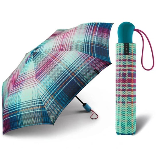 Mocna automatyczna parasolka damska Esprit w kolorową jodełkę Esprit