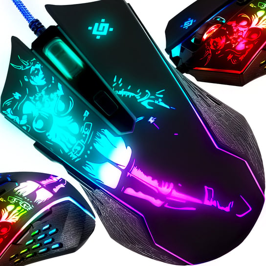 MOCNA Myszka Gamingowa Mysz Dla Graczy LASEROWA Przewodowa LED RGB 3200 dpi BM-110 LOGIT