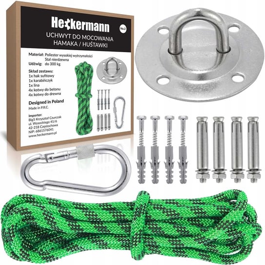 Mocowanie Do Hamaka Heckermann 11 Elementów Green Model 2 Heckermann